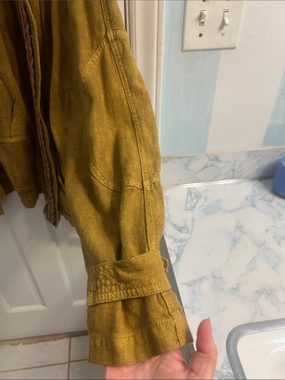 Free People Mustard Utility Jacket with Woven Trim - Picture 4 of 6